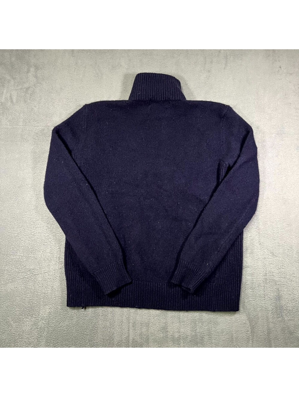 Polo Ralph Lauren Sweater Navy Blue Mens Medium 100% Lambswool 1/4 Zip Preppy - Picture 6 of 6